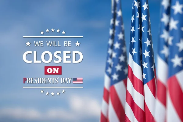 Presidents Day Background Design American Flags Background Blue Sky Message — Stok fotoğraf