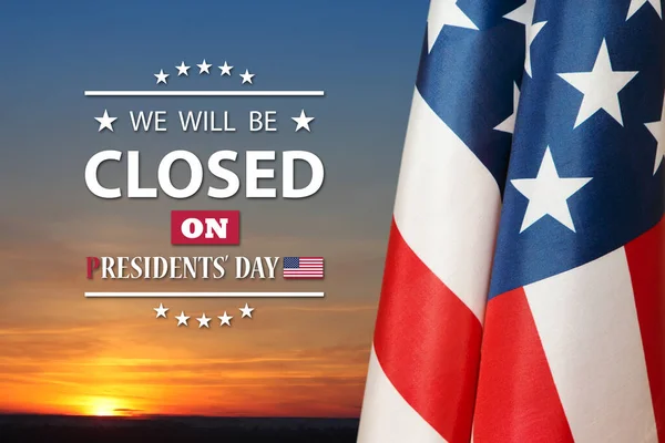Presidents Day Background Design American Flag Background Orange Sky Sunset — Fotografia de Stock