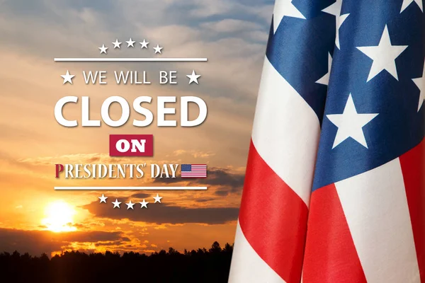 Presidents Day Background Design American Flag Background Orange Sky Sunset — Fotografia de Stock