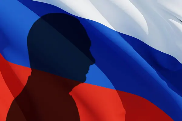 Silueta Vladimir Putin Fondo Bandera Rusa Elecciones Presidenciales Federación Rusa Fotos de stock