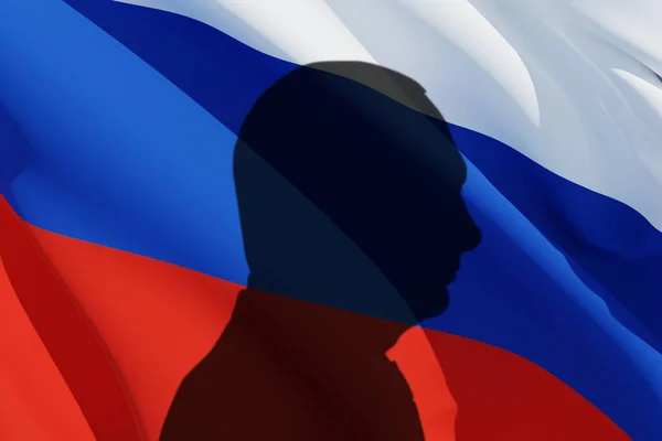 Silueta Vladimir Putin Fondo Bandera Rusa Elecciones Presidenciales Federación Rusa Imágenes de stock libres de derechos
