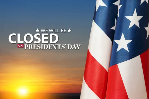 Президентский День Фон Дизайн Американский Флаг Фоне Оранжевого Неба Закате Лицензионные Стоковые Фото
