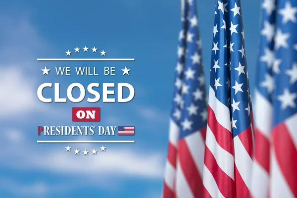 Presidents Day Background Design American Flags Background Blue Sky Message — Stok fotoğraf