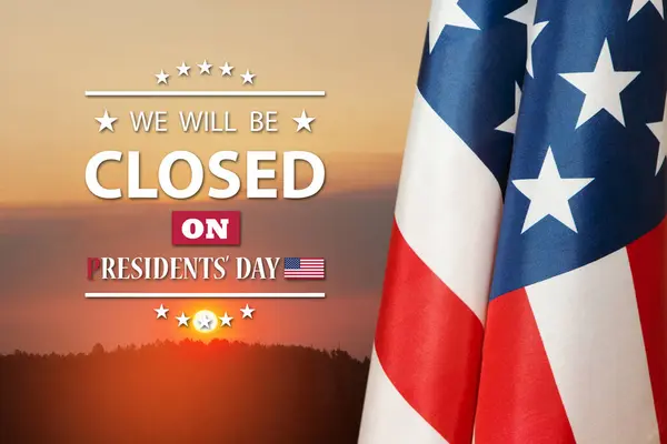 Presidents Day Background Design American Flag Background Orange Sky Sunset Stok Fotoğraf