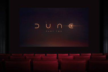 Dune Bölüm 2 sinemada. Sinemada film izliyordum. Astana, Kazakistan - 15 Mayıs 2023.