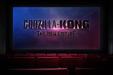 Godzilla x Kong Sinemadaki Yeni İmparatorluk filmi. Sinemada film izliyordum. Astana, Kazakistan - 22 Mart 2024.