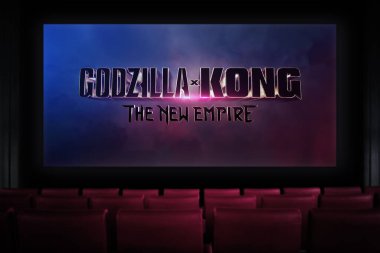 Godzilla x Kong Sinemadaki Yeni İmparatorluk filmi. Sinemada film izliyordum. Astana, Kazakistan - 22 Mart 2024.