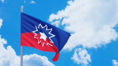 Mavi-kırmızı Haziran bayrağı dalgalanıyor. 1865 'ten beri. 3B görüntüleme.