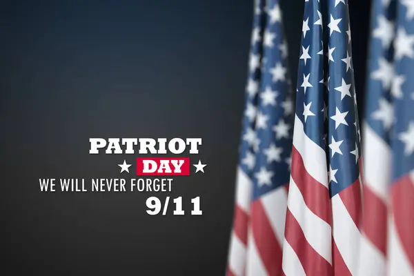 stock image Patriot Day. USA flag on dark gray background. National Day of Prayer and Remembrance for the Victims of the Terrorist Attacks.