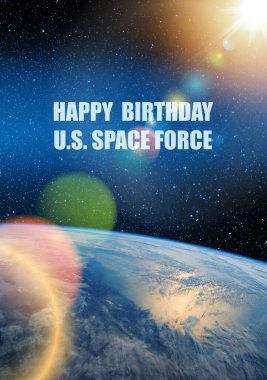 United States Space Force. The earth from space in a star field. Elements of this image furnished by NASA.