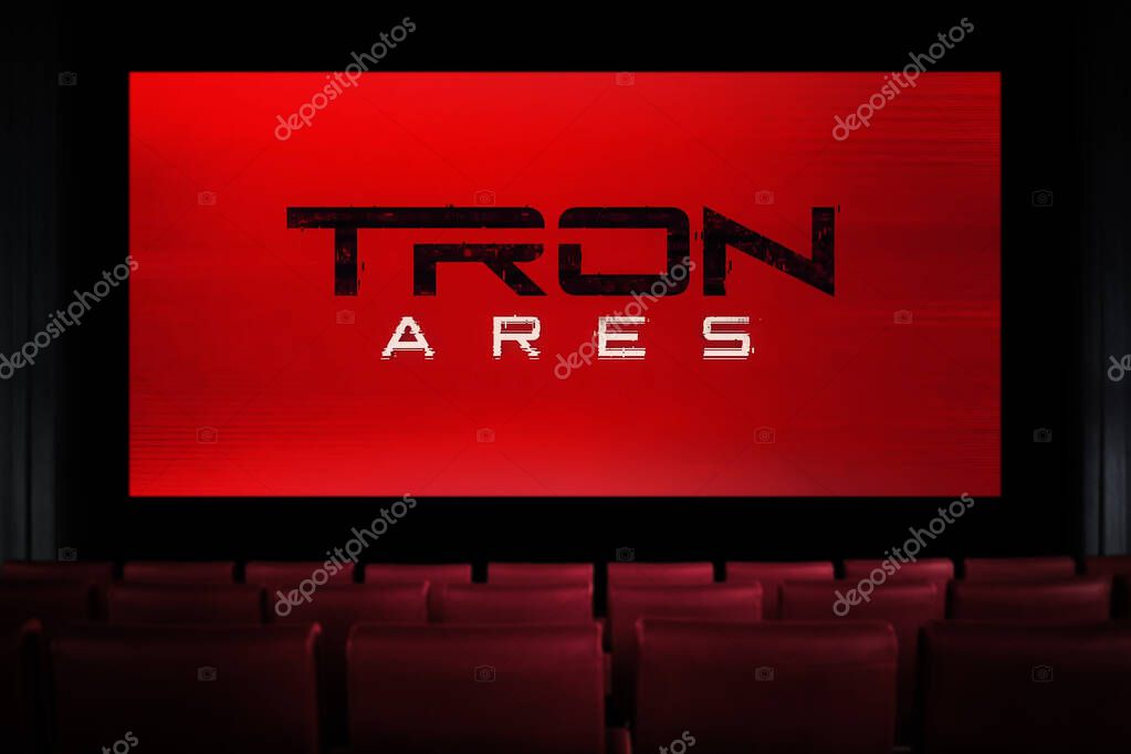 Tron Ares movie in the cinema. Watching a movie in the cinema. Astana, Kazakhstan - July 17, 2025.