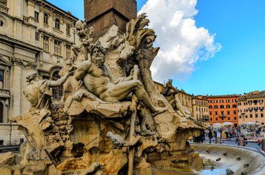 Piazza Navona, Roma, İtalya, dört Irmak Çeşmesi