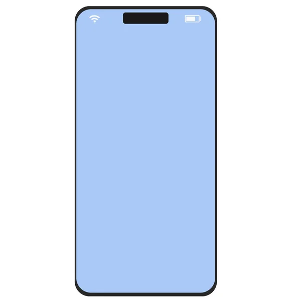 Smartphone Del Último Modelo Con Pantalla Azul Iconos Comunicación Batería — Archivo Imágenes Vectoriales