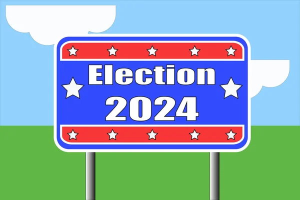Usa 2024 Election Vector Background Road Sign Nature — Stock Vector