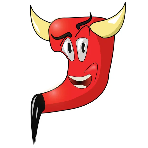 Vecteur Rouge Diable Tordu Shap Avec Sourcil Levé Isolé Sur — Image vectorielle