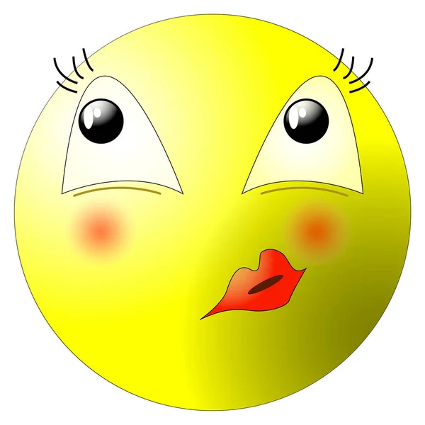 Векторный Поцелуй Женской Смайлик Красными Губами Белом Фоне Поцелуй Смайлик — стоковый вектор