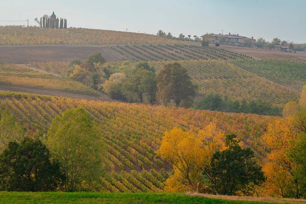 Colli Piacentini Wzgórza Włoszech Winnice Krajobraz Jesienią Włochy — Zdjęcie stockowe