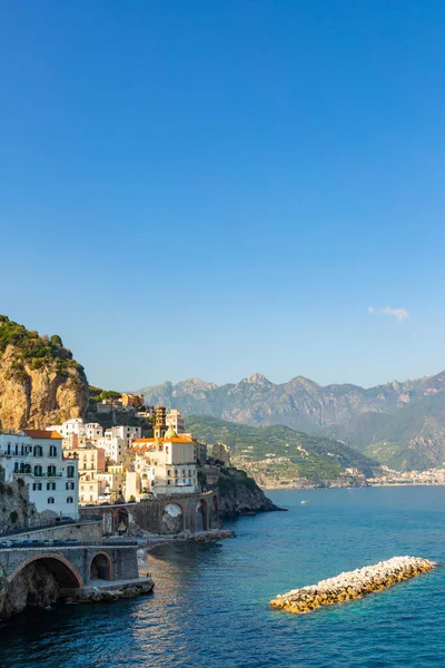 Amalfiküste Atrani Salerno Italien Landschaft Und Stadt Meer — Stockfoto