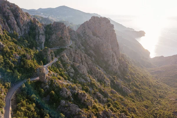 Landskap Naturvei Med Fjell Calanques Piana Korsika Frankrike – stockfoto