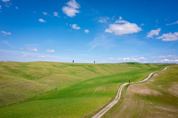 Путь Весенний Пейзаж Тосканы Италия Валь Орча — стоковое фото