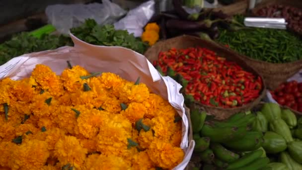 Bloemen Groenten Fruit Markt Bali Indonesië — Stockvideo