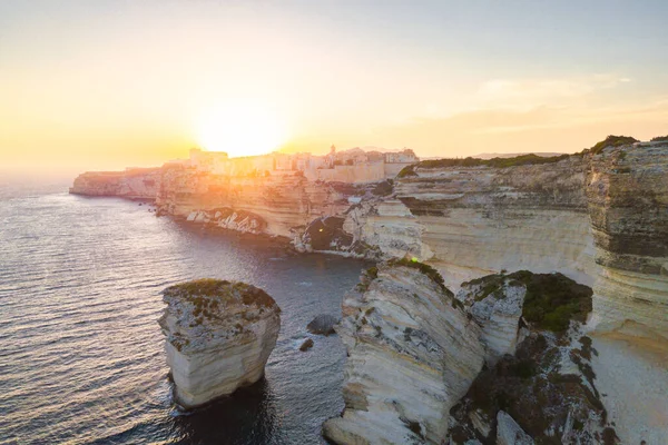 Solnedgang Bonifacio Korsika Frankrike Bilde Høy Kvalitet – stockfoto
