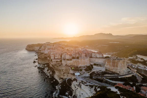 Solnedgang Bonifacio Korsika Frankrike Bilde Høy Kvalitet – stockfoto