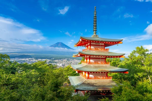 Vakkert Sommerlandskap Fuji Fjellet Chureito Pagoda – stockfoto