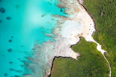 Okinawa 'daki Japonya Miyako Adası. Hava görünümü