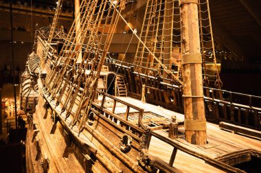 Stockholm, İsveç, 01.22.2023: Stockholm 'de Vasa adlı ünlü antik gemi.