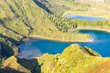 Lagoa do Fogo, Sao Miguel Adası, Azores, Portekiz. Hava görünümü