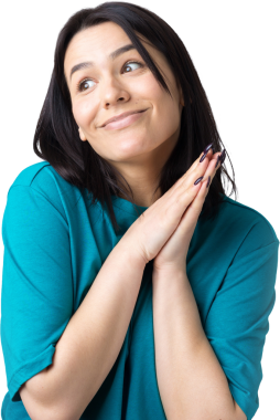 Çaresiz yüzlü güzel bir kız, yardım istiyor, avuç içlerini birbirine bastırıyor..