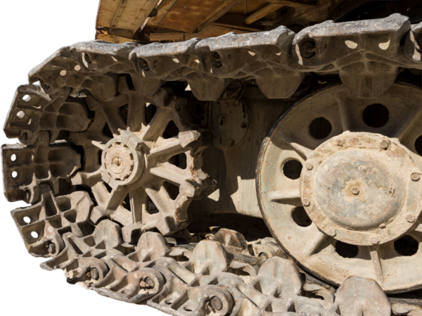 Bir maden ocağında büyük bir kazıcının izlerinin yakın çekimi..