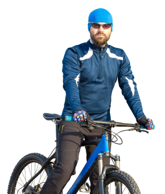 Bisikletçi şort ve jersey bir hava süspansiyon çatal ile modern karbon hardtail bisikletle