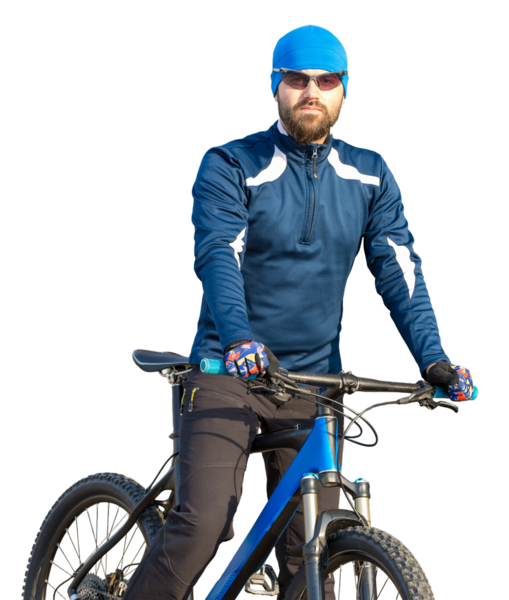 Bisikletçi şort ve jersey bir hava süspansiyon çatal ile modern karbon hardtail bisikletle