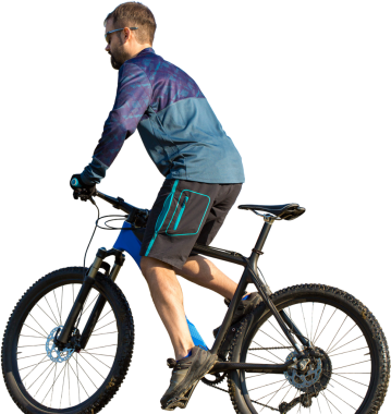 Bisikletçi şort ve jersey bir hava süspansiyon çatal ile modern karbon hardtail bisikletle