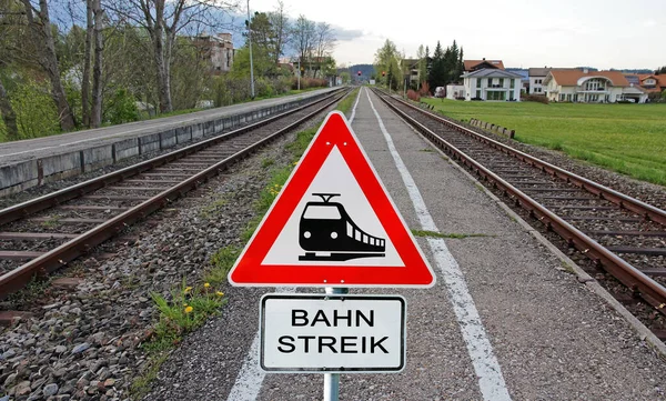 Frappe Sur Chemin Fer Panneau Grève Ferroviaire Rails — Photo