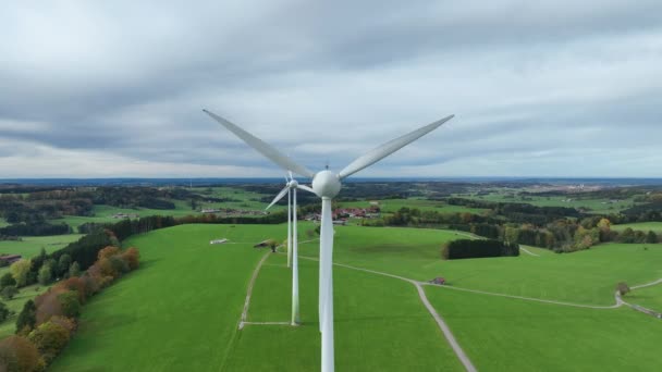 Drohnenvideo Von Windrädern Auf Einem Feld Bayern — Stockvideo