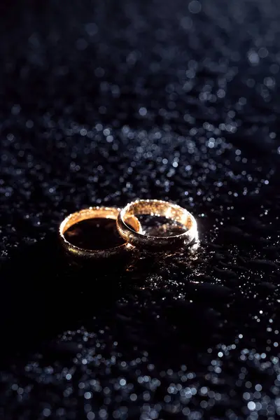 Engagement Rings Black Background Stock Photo