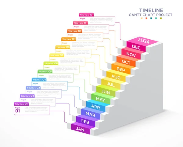 Часова Лінія Козловий Графік Сходи Інфографічні Кроки Шаблон Фон — стоковий вектор