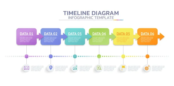 Diagramme Chronologique Étapes Infographiques Modèle Fond — Image vectorielle