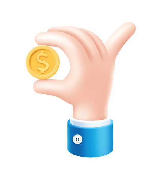 Business Hand Gold Coin Sign Icon — стоковое фото