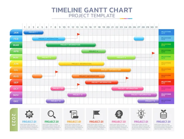Χρονοδιάγραμμα Gantt Διάγραμμα Infographic Φόντο Πρότυπο — Διανυσματικό Αρχείο