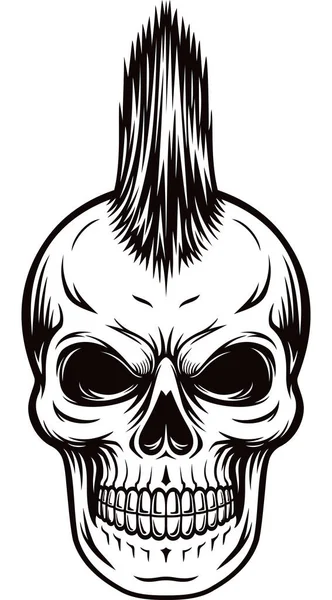 Punk Rock Cráneo Cara Ilustración — Vector de stock