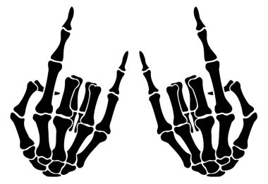Skeleton bone rock on hand sign illustration