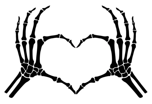 Skeleton Bone Hand Heart Shape Sign Illustrations — 图库矢量图片