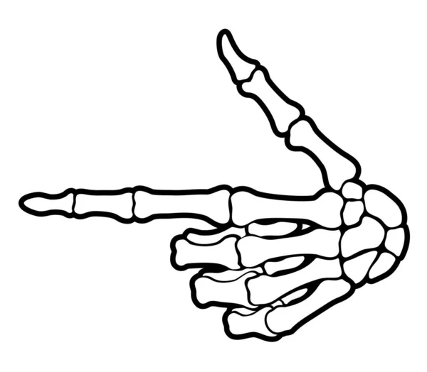 Skeleton Bone Pointing Index Finger Hand Sign — Vector de stock