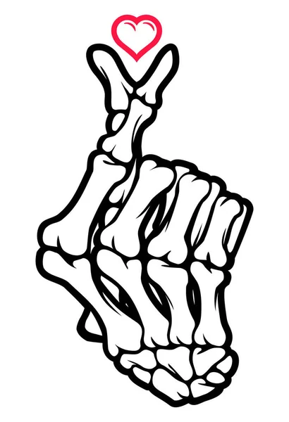 Skeleton Finger Bones Heart Hand Sign Illustrations — Stok Vektör