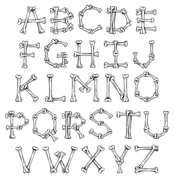 Bone Font Alphabet Letters — Stock Vector