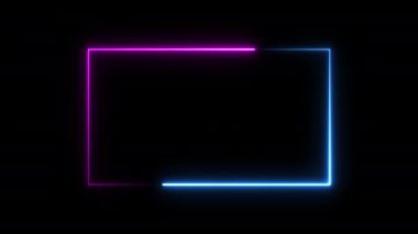 Soyut lazer neon ışıklı dikdörtgen ünlü hareketli görüntü arkaplanı.